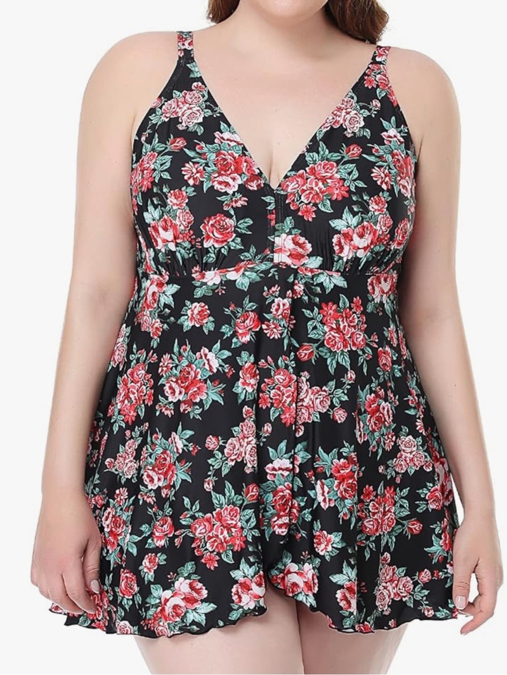 PERONA Women's Swimdress Plus One Piece Swimsuit Floral Print Bathing Suit
